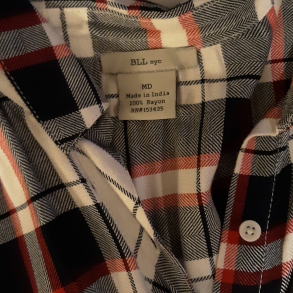 BLL NYC  tie front plaid dress size Medium - Picture 3 of 3